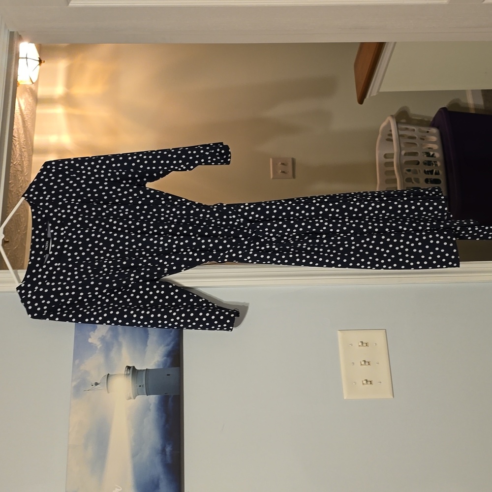 Tacera 1x blue polka dot dress